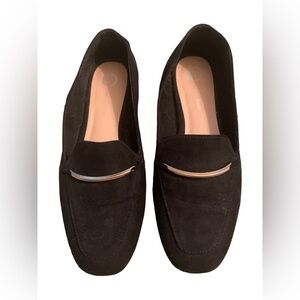 Journee Black Faux Suede SquareToe Loafers Size 9 Narrow